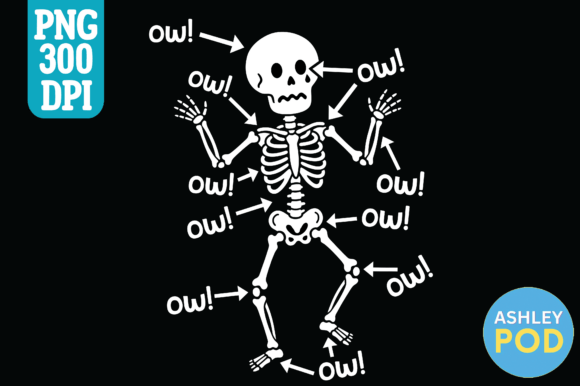 Download Sad Skeleton Ow! PNG for T-shirts - Premium Resources