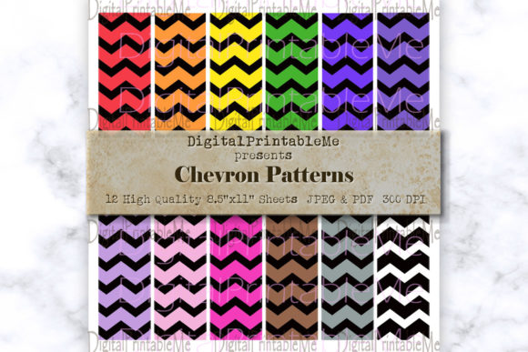 Download Black Chevron Zigzag Digital Paper Pack - Black Collection