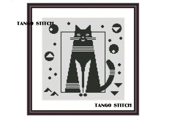 Download Abstract Black Cat Cross Stitch Pattern - Black Collection