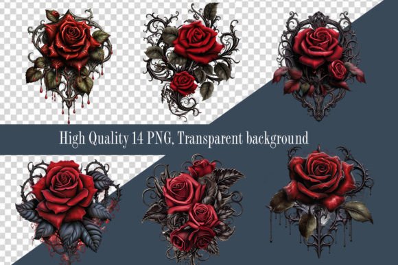 Download Clipart Gothic Roses Black Fantasy Flora - Black Collection