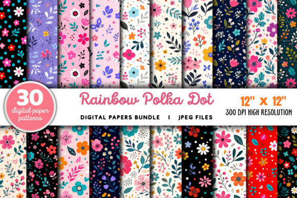 Download Rainbow Polka Dot Digital Paper Bundle - Polka dot digital paper Collection