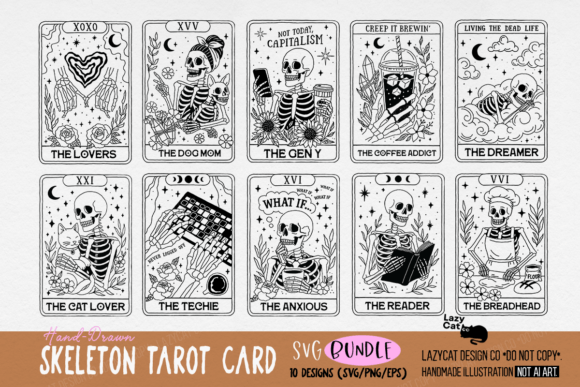 Download Skeleton Tarot Card Halloween SVG Bundle - Skeleton Collection