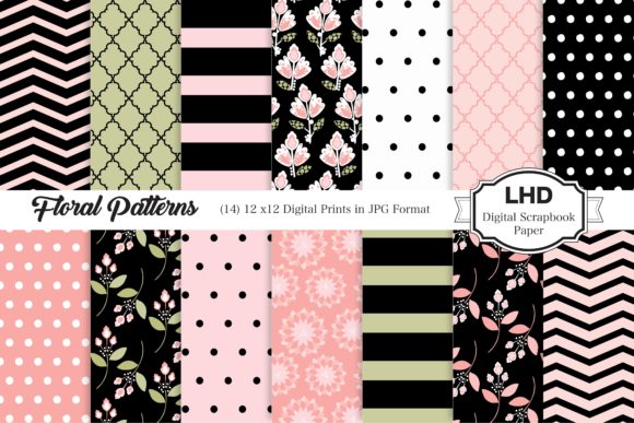 Download Floral Pink and Black Patterns - Black Collection