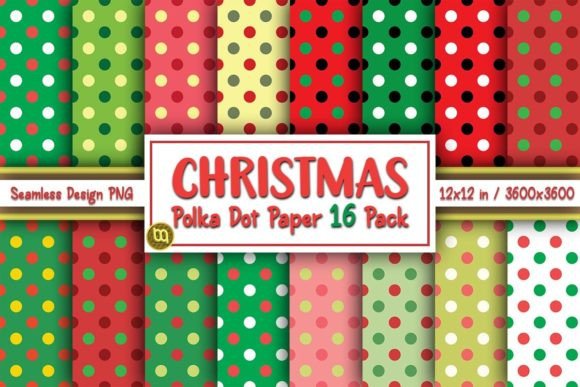 Download Christmas Polka Dot Digital Paper Pack - Polka dot digital paper Collection