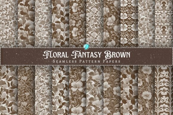 Download Floral Fantasy Brown Seamless Patterns - Premium Resources
