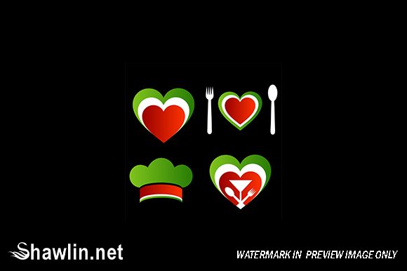 Download Italian Cuisine Symbols on Black - Black Collection